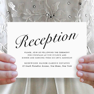 Elegant Modern Script BlackWhite Wedding Reception Holiday Card