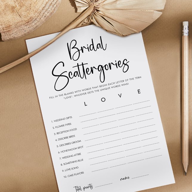 Elegant Modern Script | Bridal Scattergories Game (Creator Uploaded)
