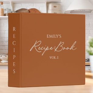 Elegant Modern Script Brown Simple Recipe Binder