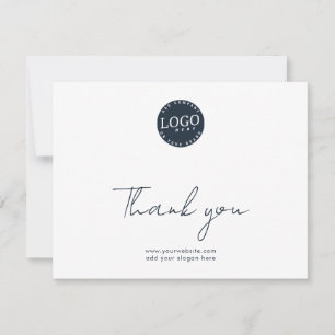 Elegant Modern Script Business Logo Thank You Card
