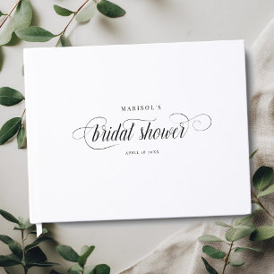 Elegant Modern Script Calligraphy Bridal Shower Guest Book