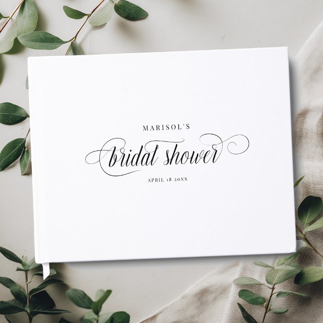 Elegant Modern Script Calligraphy Bridal Shower Guest Book (Creator Uploaded)