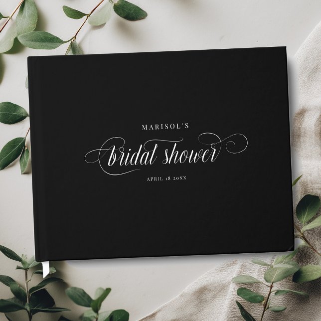 Elegant Modern Script Calligraphy Bridal Shower Guest Book (Creator Uploaded)
