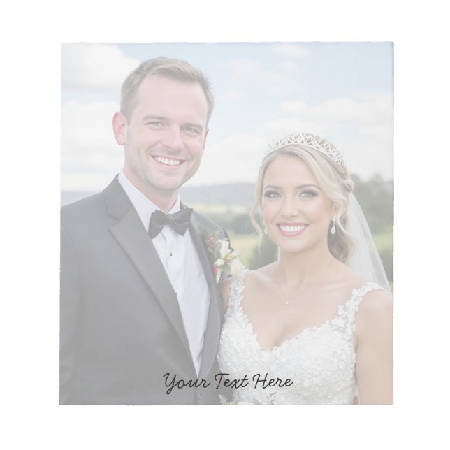 Elegant Modern Script Custom photo & Text Wedding Notepad (Front)