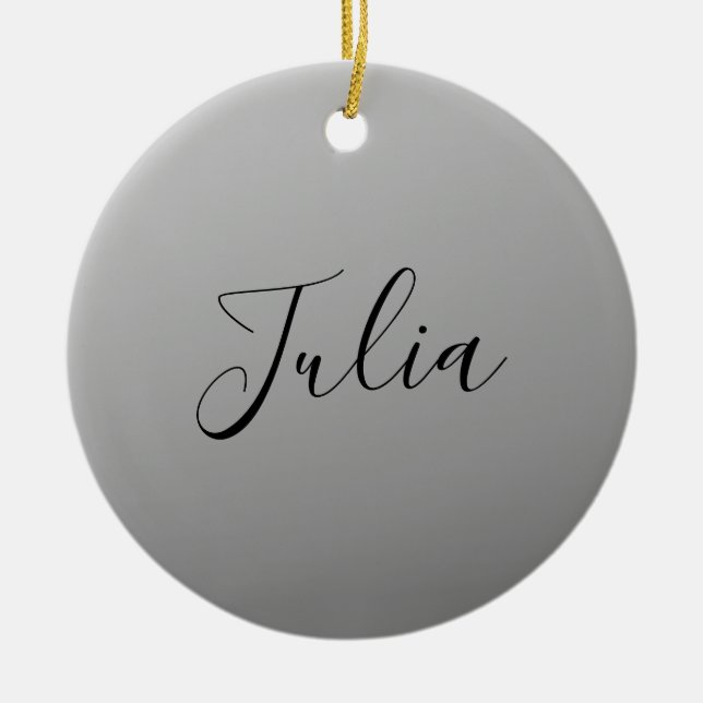 Elegant Modern Script Editable Black Text Writing Ceramic Ornament (Front)