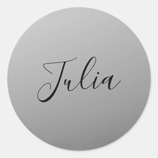 Elegant Modern Script Editable Black Text Writing Classic Round Sticker (Front)