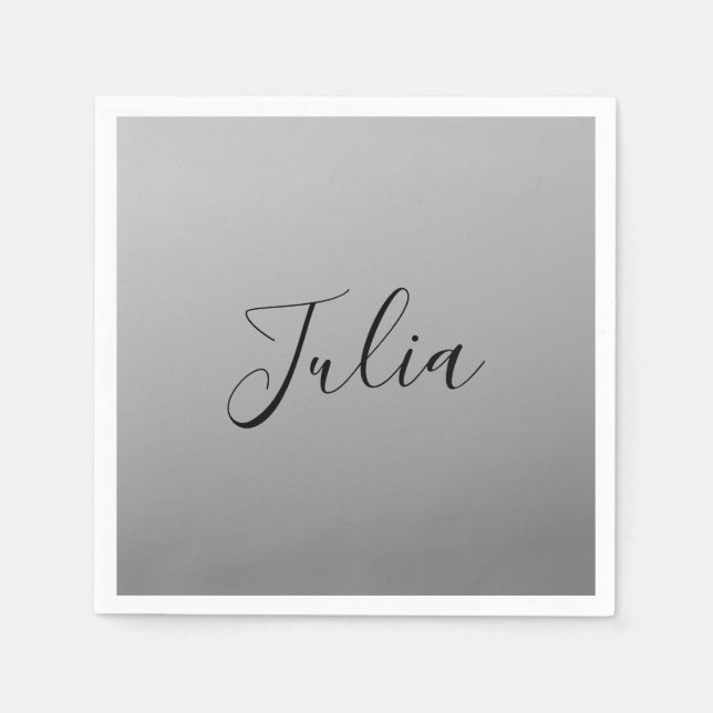 Elegant Modern Script Editable Black Text Writing Napkin (Front)