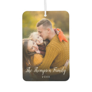 Elegant Modern Script Family Name 2 Photo Air Freshener