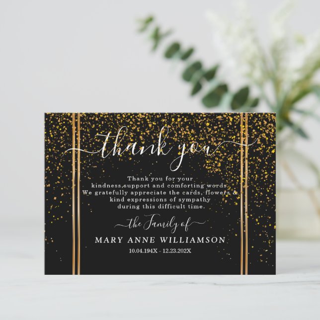 Elegant Modern Script Funeral Thank You Card (Standing Front)