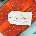 Elegant Modern Script Gold Snowflake Happy Holiday Gift Tags<br><div class="desc">Modern minimalist family holiday gift tag with elegant script calligraphy reading HAPPY HOLIDAYS under a printed golden snowflake. Below is space for your custom message as well as additional space on the back for more detailed greetings.</div>