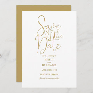 Elegant Modern Script Gold Wedding Save The Date