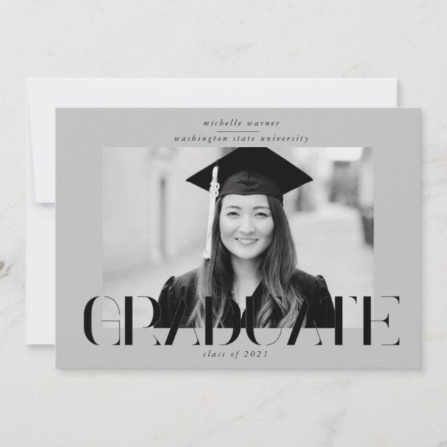 elegant modern script graduate announcement (Front)