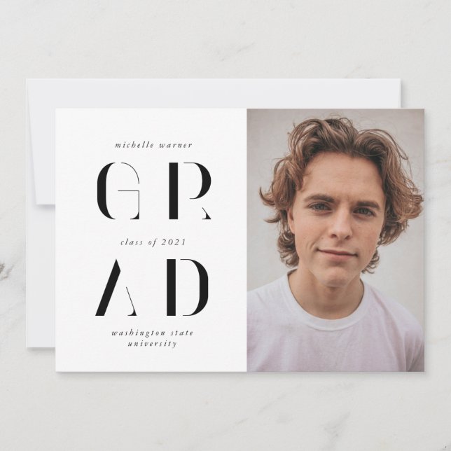 elegant modern script graduate announcement (Front)