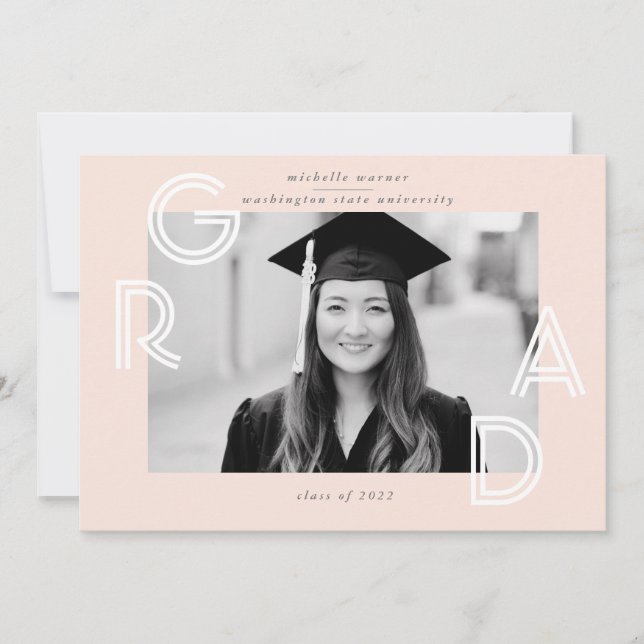 elegant modern script graduate announcement (Front)