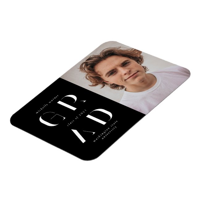 elegant modern script graduation announcement magn magnet (Left Side)