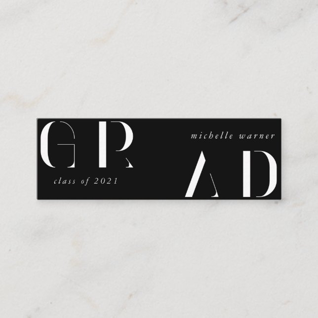 elegant modern script graduation name card (Front)