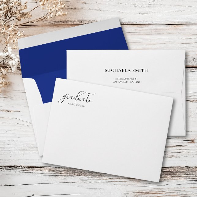Elegant Modern Script Graduation Return Address Envelope (Creator Uploaded)