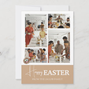 Elegant Modern Script Happy Easter family photo Holiday Card