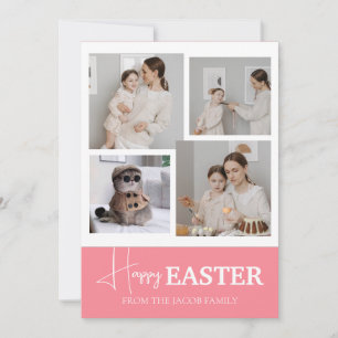 Elegant Modern Script Happy Easter family photo Holiday Card