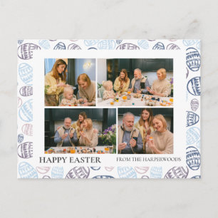 Elegant Modern Script Happy Easter family photo Holiday Postcard