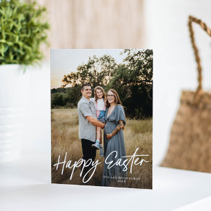 Elegant Modern Script Happy Easter Photo Card