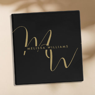 Elegant Modern Script Initial Name Monogram  Binder
