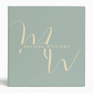 Elegant Modern Script Initial Name Monogram  Binder