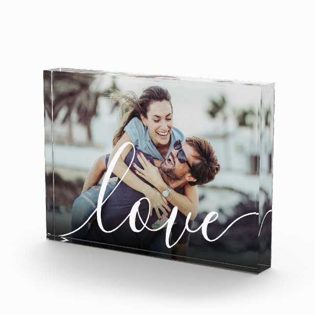 Elegant Modern Script Love Couple photo Block (Right)
