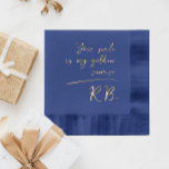 Elegant Modern Script Love Message Name Initials Foil Napkins<br><div class="desc">Elevate your events with our modern napkins that feature customizable text and initials/monograms in luxurious gold foil. The romantic phrases add a timeless charm, making these napkins ideal for weddings, anniversaries, or upscale gatherings. Each napkin can be personalized with your initials, transforming them into a unique keepsake that embodies your...</div>