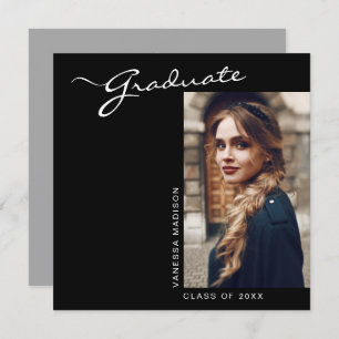 Elegant Modern Script Minimal Photo   Graduation Announcement