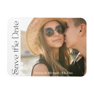 elegant modern script minimal photo save the date  magnet