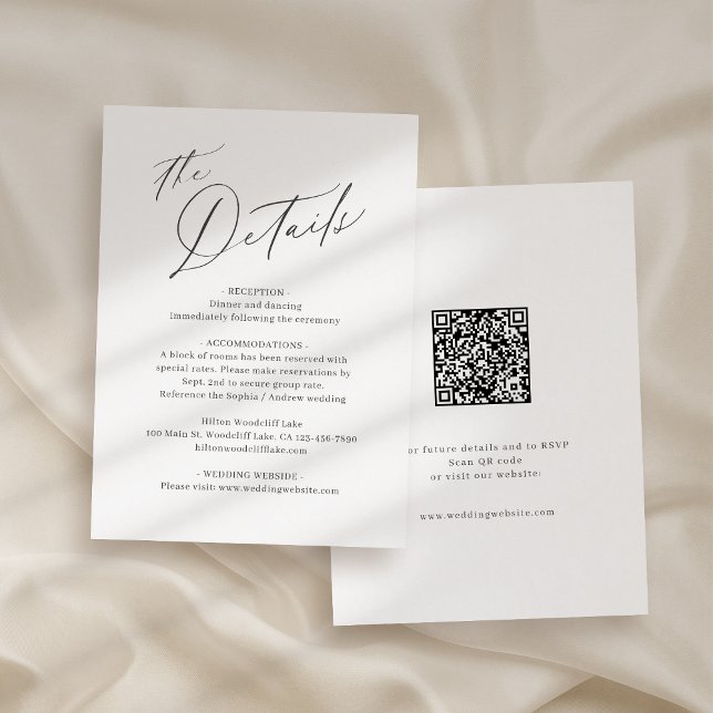 Elegant modern script minimalist wedding details enclosure card (Elegant modern script minimalist wedding details enclosure card)