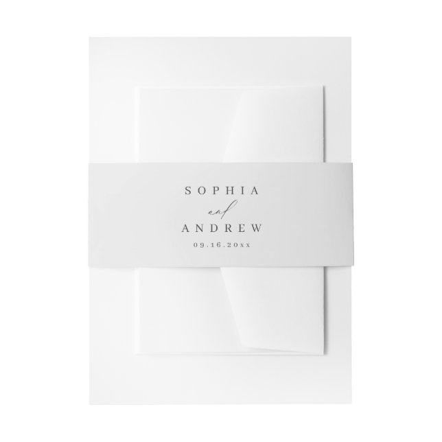 Elegant modern script minimalist wedding  invitation belly band (Front Example)