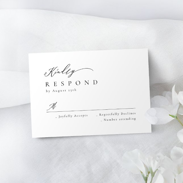 Elegant modern script minimalist wedding RSVP Card (Elegant modern script minimalist wedding RSVP)