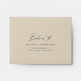 Elegant modern script minimalist wedding RSVP Enve Envelope