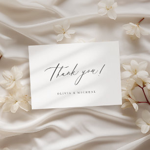 Elegant modern script minimalist wedding thank you card