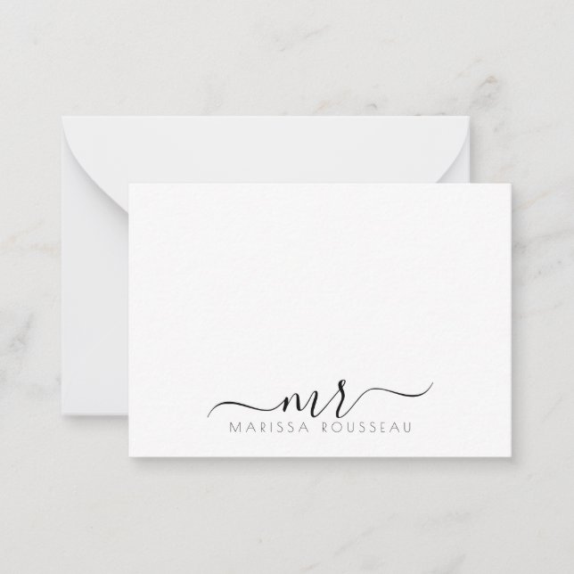 Elegant Modern Script Monogram Initials Card (Front)