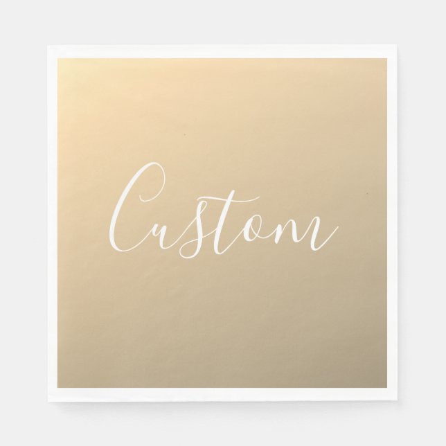 Elegant Modern Script Monogram or Word | Golden Napkin (Front)