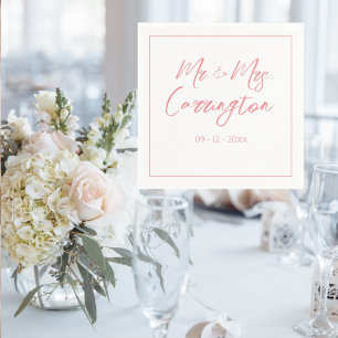 Elegant Modern Script Mr. Mrs. Pink Wedding Napkin