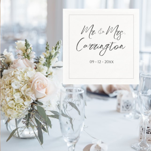 Elegant Modern Script Mr. Mrs. Wedding Napkin (Creator Uploaded)