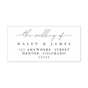 Elegant Modern Script Names Wedding Return Address Self-inking Stamp