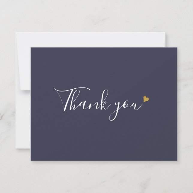 Elegant Modern Script Navy Business Thank You Card (Front)