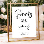 Elegant Modern Script | Party Bar Sign<br><div class="desc">Minimalist Elegant Paper Plate,  Modern Black & White Color Contrast for your bridal shower.</div>