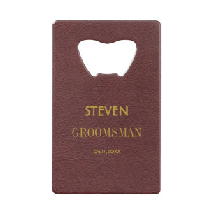 Elegant modern Script Personalized Groomsmen Credit Card Bottle Opener