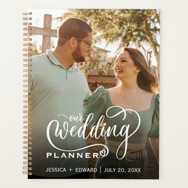 Elegant Modern Script Photo Chic Wedding Organizer (Front)