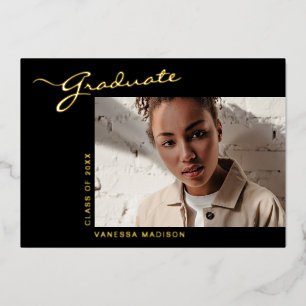 Elegant Modern Script Photo Grad Announcement