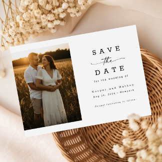 Elegant Modern Script Photo QR Code Wedding Invitation