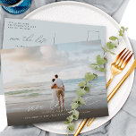 Elegant Modern Script Photo Save The Date Wedding Announcement Postcard<br><div class="desc">Modern script calligraphy with swish tail and your favourite photo wedding announcement save the date postcard</div>