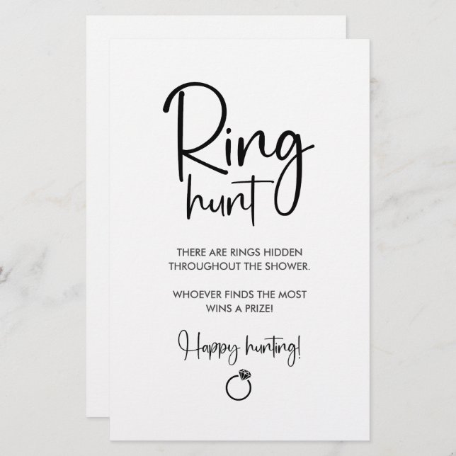 Elegant Modern Script | Ring Hunt Game Sing (Front/Back)