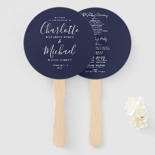 Elegant Modern Script Sage Green Wedding Program H Hand Fan
